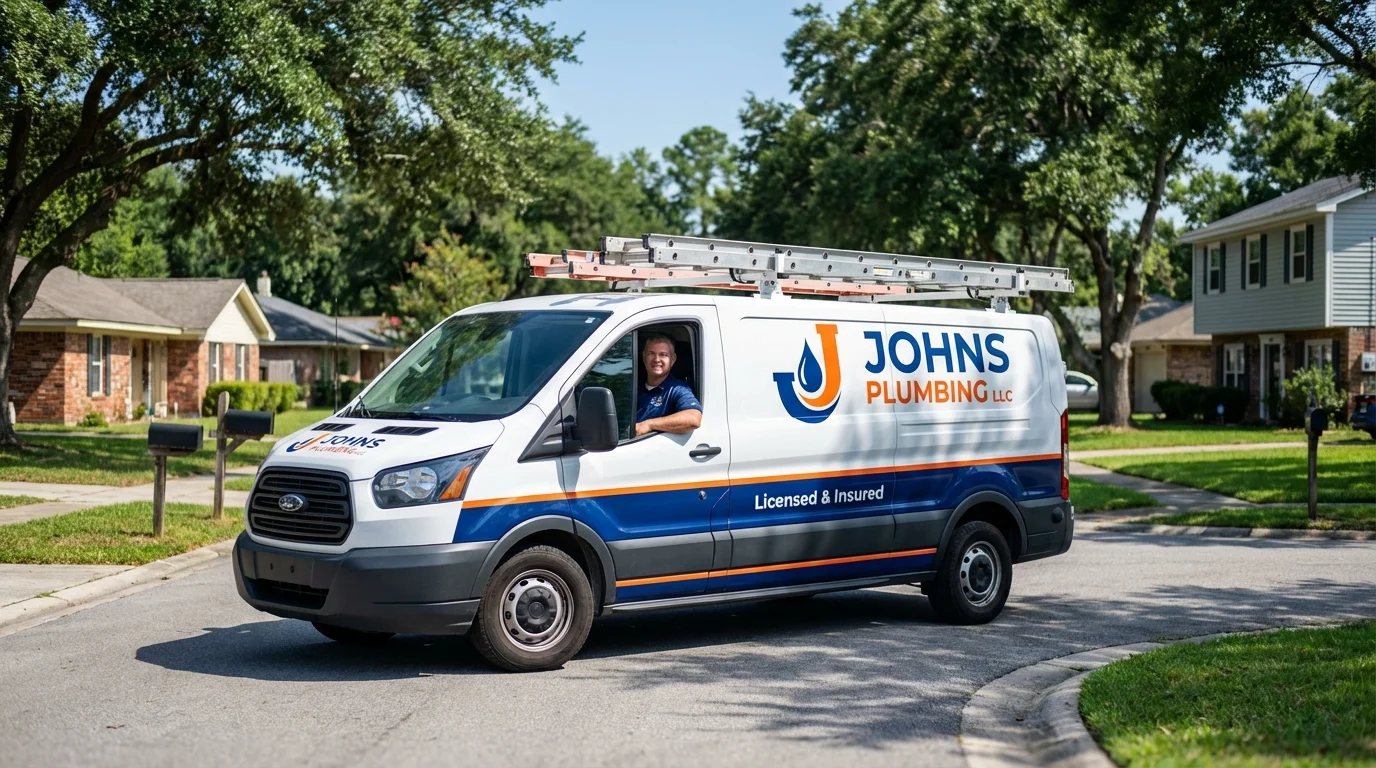 Johns Plumbing LLC service van in Edmore, MI