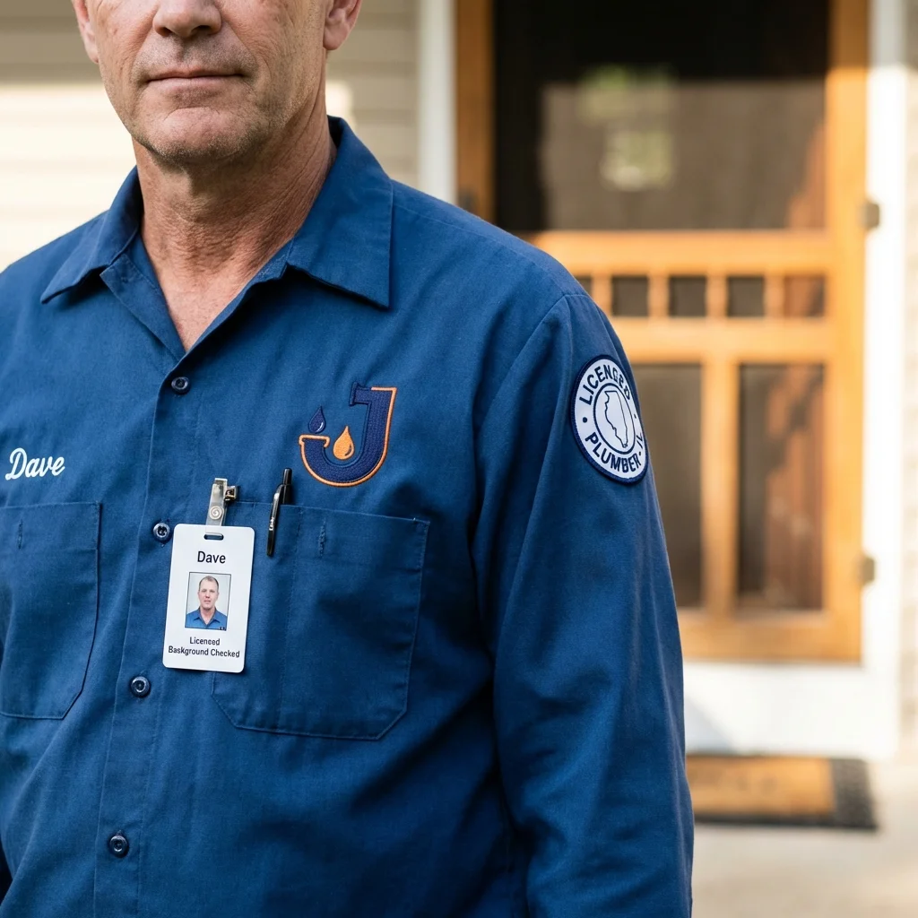 Licensed plumber showing ID badge in Edmore, MI