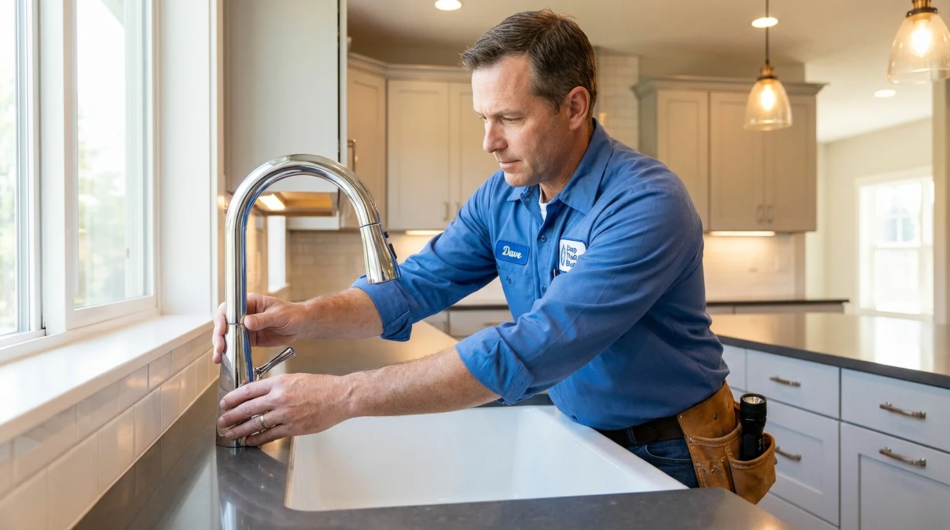 Kitchen faucet installation by Johns Plumbing LLC in Edmore