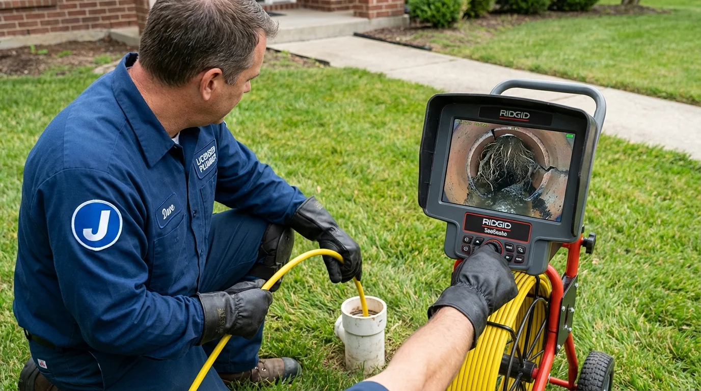 Sewer camera inspection being performed by Johns Plumbing LLC in Edmore
