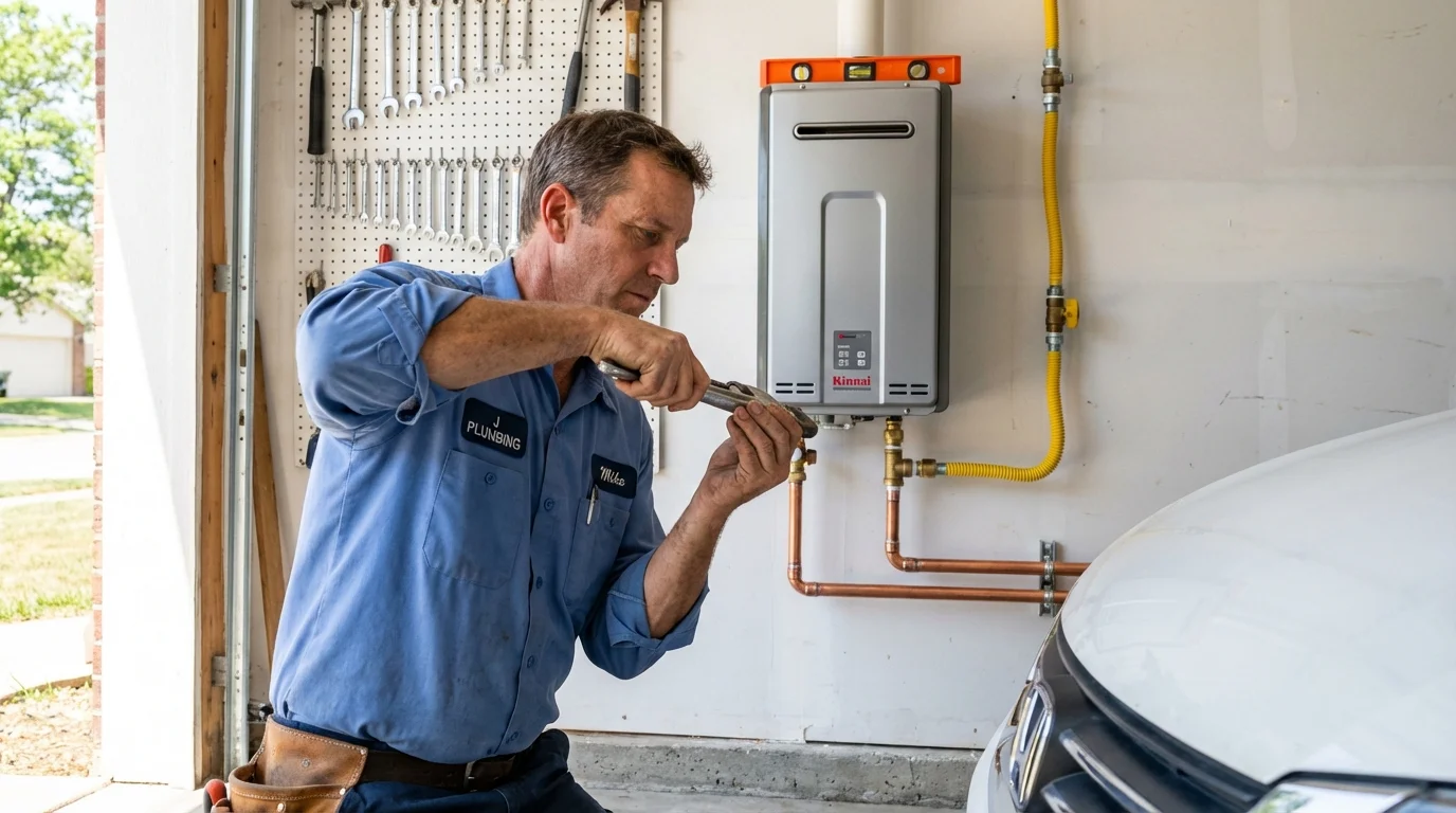 Tankless water heater installation by a Johns Plumbing LLC plumber in Edmore